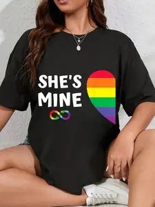 100% Cotton im hers shes mine matching for pride lesbian couples LGBTQ T-Shirt