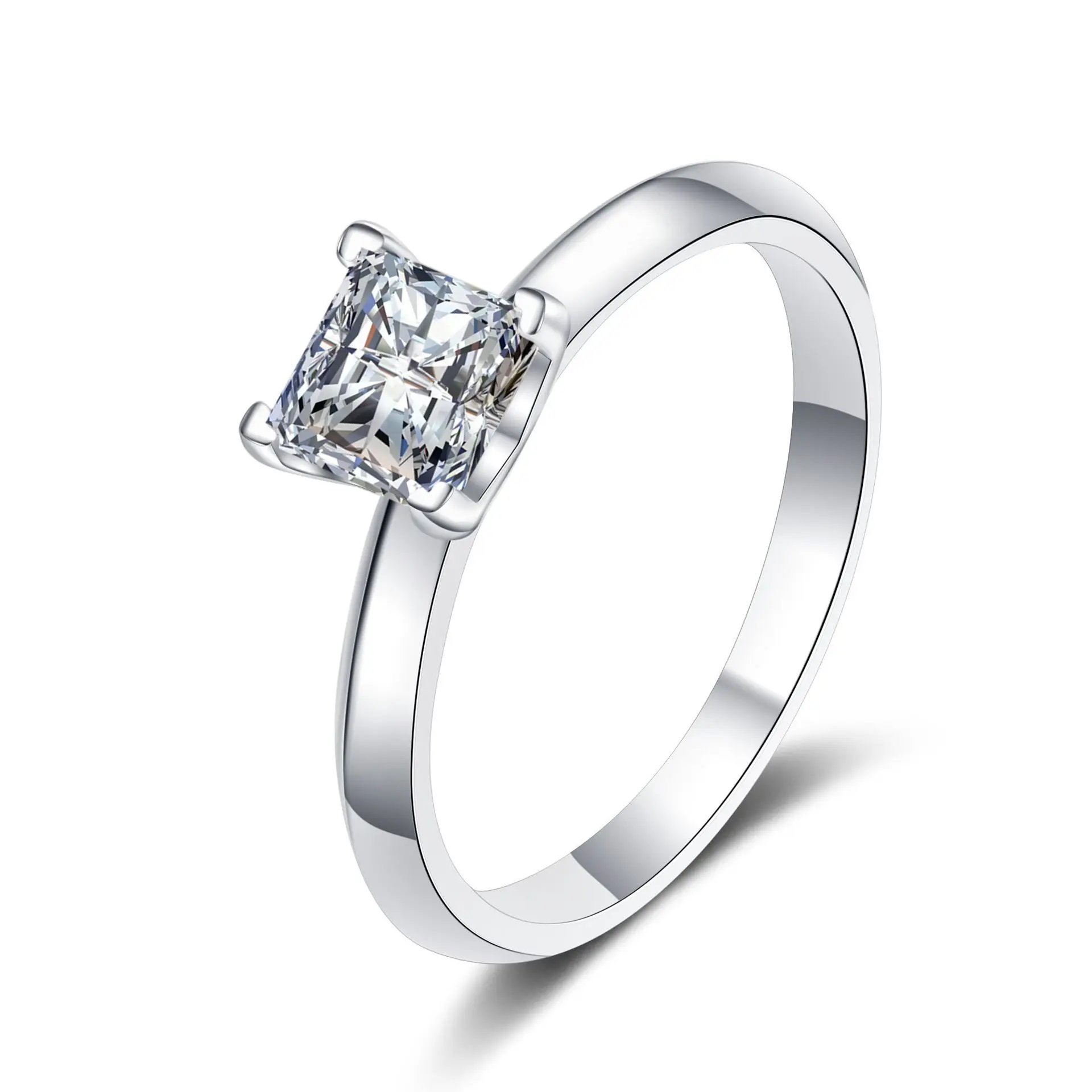 #44 (Princess Cut 1/2CT) 925 Sterling Silver Synthetic Moissanite Ring