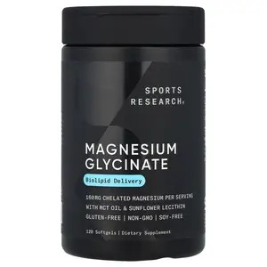 Sports Research Magnesium Glycinate, 120 Softgels (80 mg per Softgel)