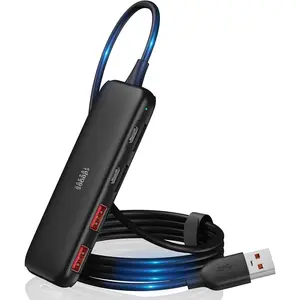 eefun 10Gbps USB 3.2 Hub with 2 USB A & 2 USB-C 3.2 Data Ports, USB 3.2 Gen 2 Splitter, 4ft Extended Long  and Type-C Power Port, USB multiport Adapter for pc, Laptop, iMac,  mini and