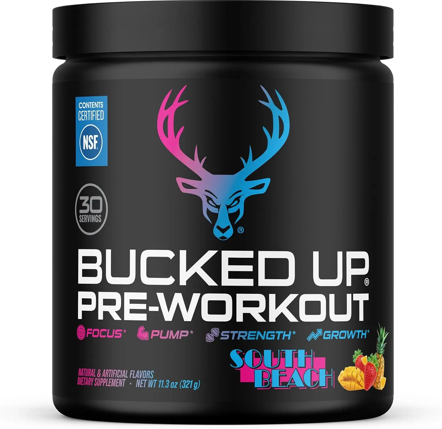 Bucked Up Pre Workout South Beach | 200mg Caffeine with Citrulline Malate Beta Alanine AlphaSize and Taurine | Pre Workout Powder (30 Servings)