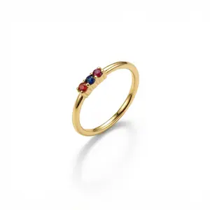 Birthstone Ring – Solid 925 Sterling Silver, Thick Real 18K Gold Plating – personalized birthstone ring, personalized jewelry, custom jewelry, gold band, bridesmaid gift – Gift for Her, Mom & Best Friend, Mother's Day, Anniversary & Birthday