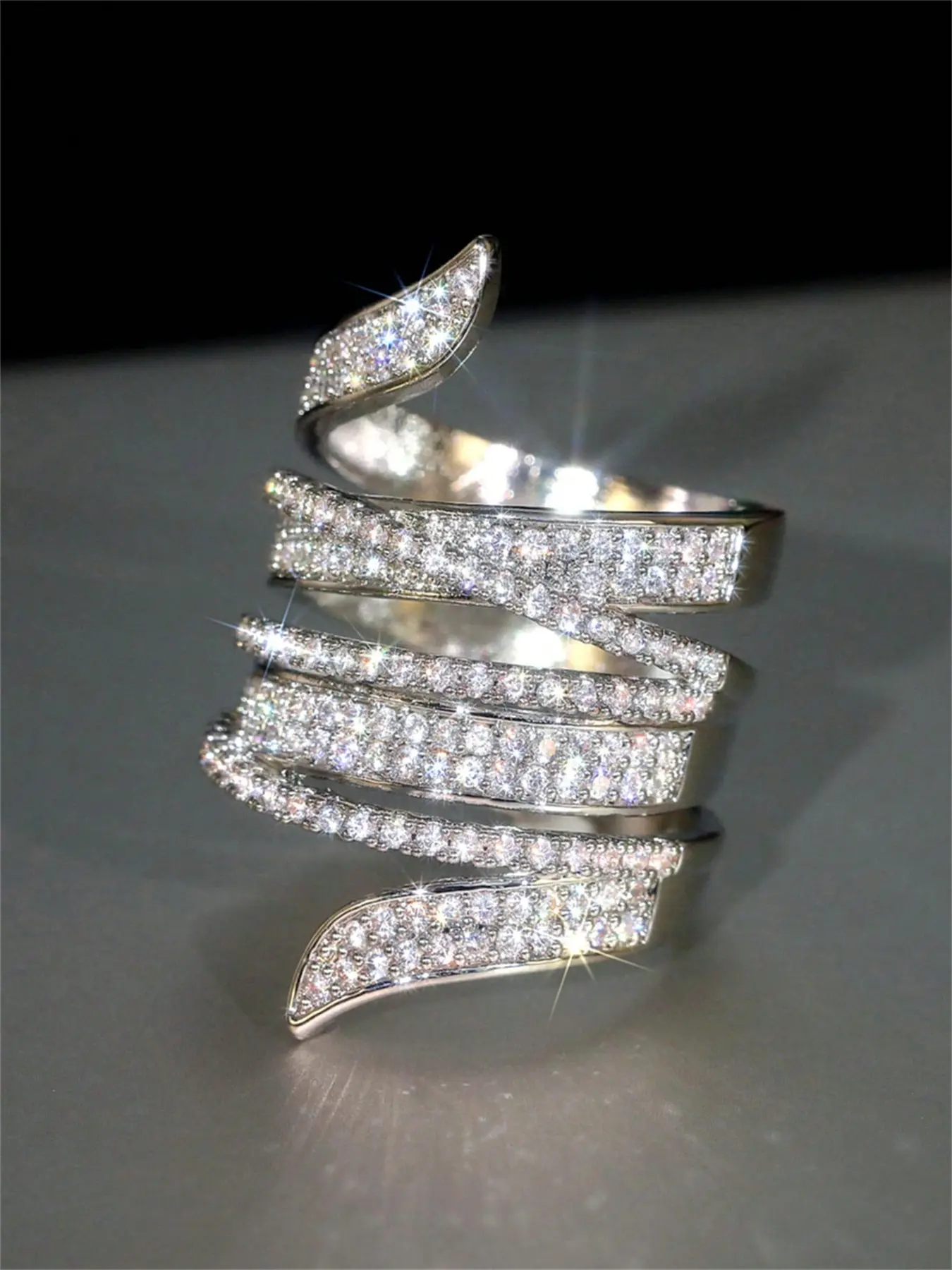 1 PC Elegant Cubic Zirconia Ring For Women For Wedding Engagement Party Jewelry Valentine's Day Gift