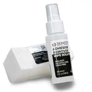 Hybrid Medical Adhesive Remover Wipes – Silicone Adhesive Remover for Skin | Ostomy, Wig, Tape & Bandage Adhesive Remover | 50 Dry Wipes + 2oz Spray Solution