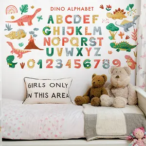 Cartoon Dinosaur Alphabet Number Decorative Wall Stickers, Wall Decal for Kids Bedroom, Playroom Decor, Room Decor, Desk Background Decoration, Universal Use