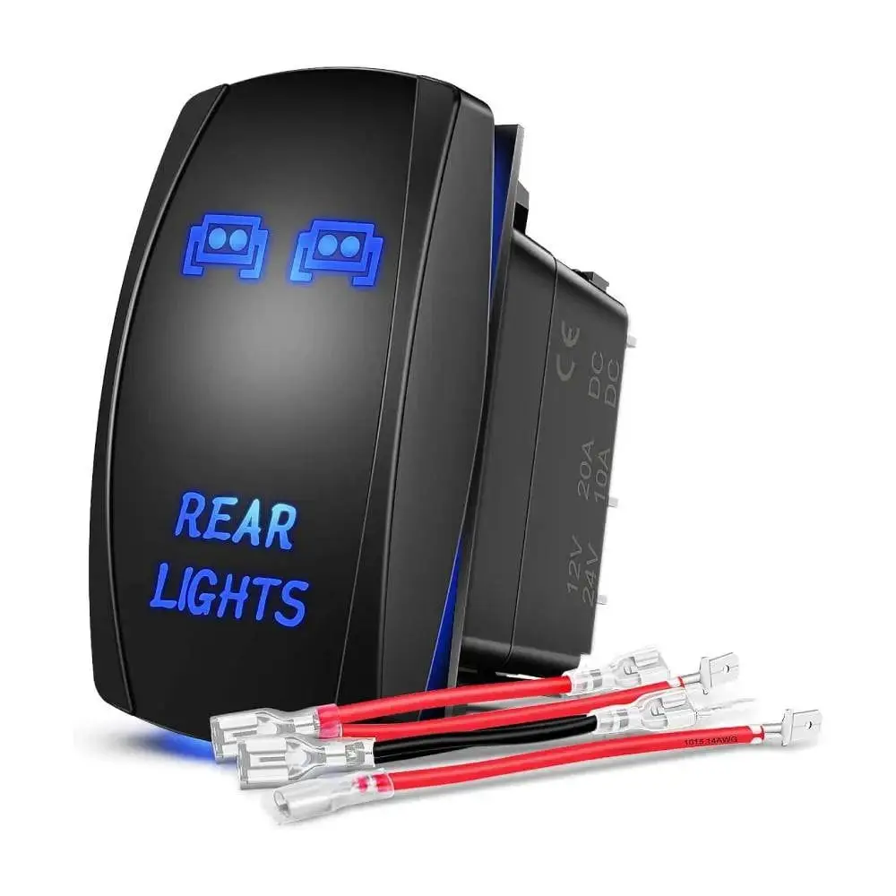 Nilight 5-Pin 12v/24v LED Illuminated Laser On/Off Rocker Switch, Blue - Includes Diagram, Compatible with Cars, Trucks, Boats - Father's Day Gift