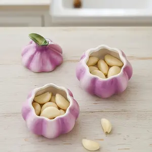 A Collection of Purple Garlic Ceramic Jars for Home Decoration, Serving As Both Sculptures And Organizers