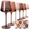 Premium Hand-Blown Crystal Red Wine Glasses Set - 6-Piece 18oz Refined Crystal Glassware, Modern Look Premium Drinking Glasses, 6-Pieces for Parties, Ideal for Weddings, Outdoor Gifting for Enthusiasts
