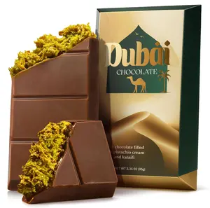 Dubai Chocolate Bar Pistachio Deluxe – 3.35 oz Milk Chocolate Bar with Pistachio & Kataifi Filling – Inspired by Dubai’s Iconic Knafeh Dessert – Gourmet Middle Eastern Treat