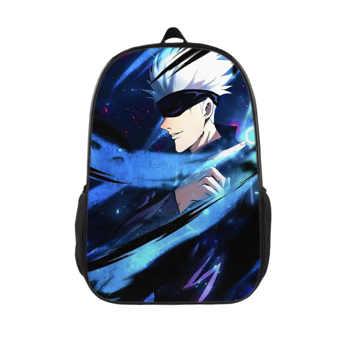 Jujutsu Kaisen Gojo Anime 17-Inch Backpack: Breathable Mesh Shoulder Straps + Weight-Dispersing Design for All-Day Comfort