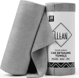 Microfiber Towels for ,  Away  Detailing Cloth Roll, RV Boat Drying Polishing, Edgeless Plush, Coral Fleece, Ultra Absorbent, Scratch-Free, 14" x 14", 20 Pack (Grey)