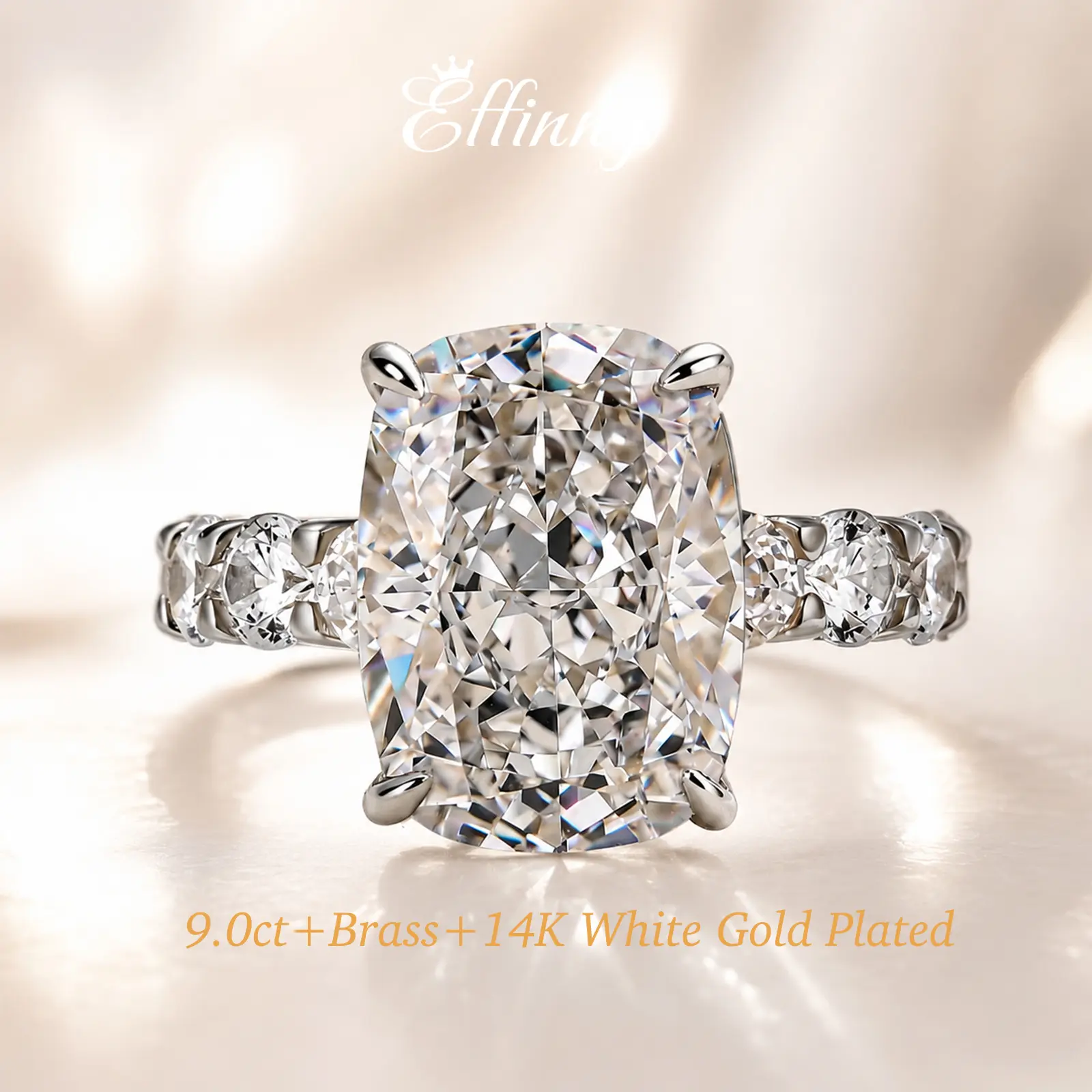 Brass-9.0ct 14K White Gold Plated