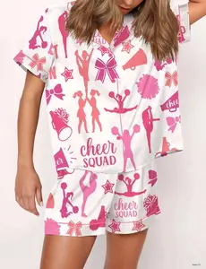 Cheerleading Satin Pajama Set For , Soft Breathable Summer Sleepwear