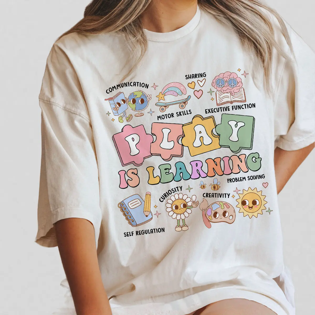 Teacher Shirt, Play Is Learning Teacher Tshirt, Back To School, Teacher Team Shirt, Gift for Teacher, Kindergarten Teacher, Teacher Appreciation Gifts, Teacher Gift, Comfort Shirt for Teacher, First Day of School, Love Teacher Tshirt, Women Top
