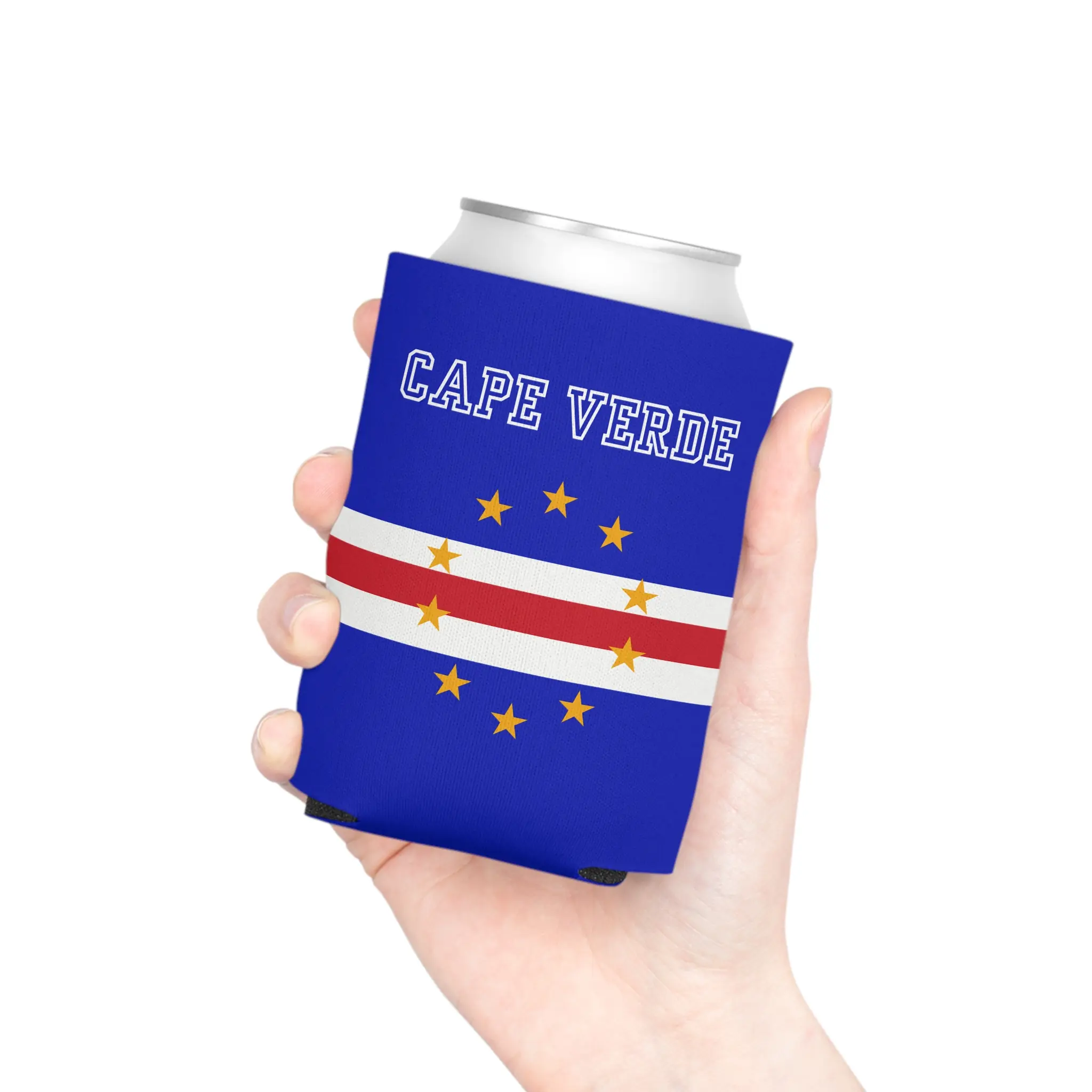 Cape Verde Flag Can Cooler | Cape Verdean Stars Drink Koozie