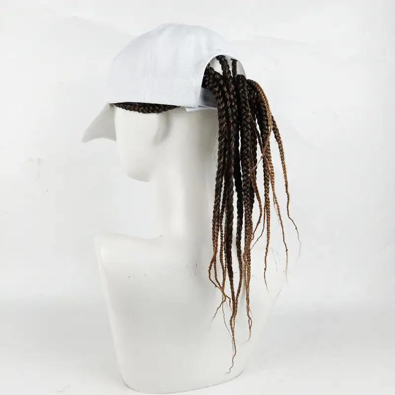 Unisex Hip-Hop Punk Wide-Brim Cap with Braided Dreadlock Wig
