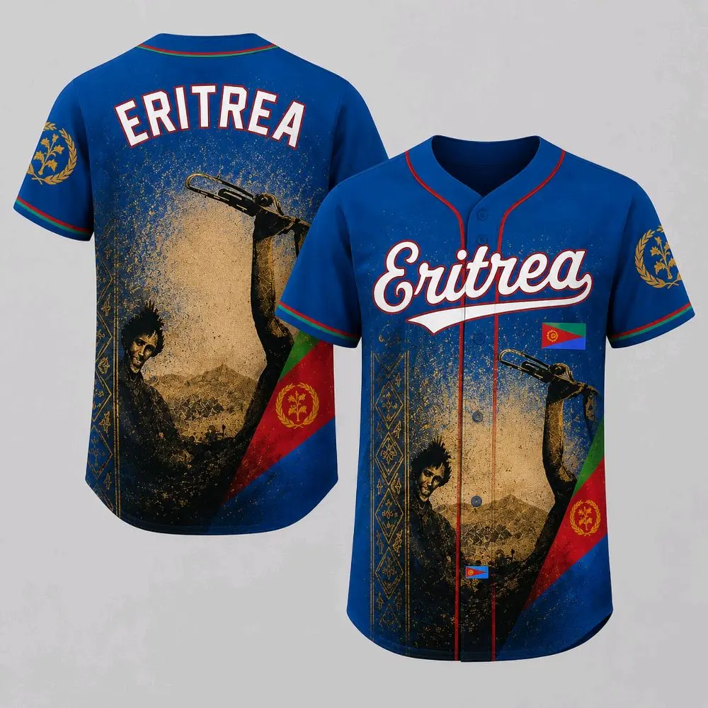 Blue Eritrean Jersey, Casual Comfortable Top for Daily Wear