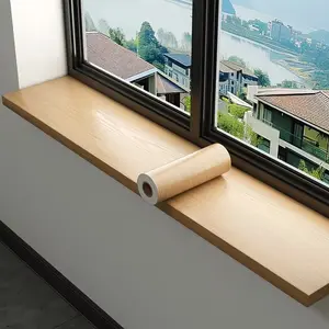 Vinyl Window Sill Border Sticker, Wood Grain Decorative Film, Easy Peel and Stick, Durable Home Decoration, Rustic Style, DIY Enthusiasts
