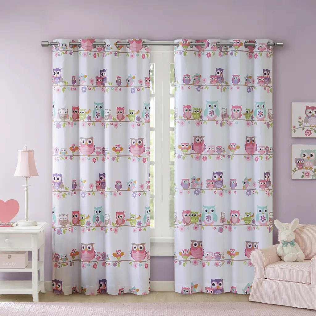 Owl Print Blackout Curtain Panel – Single Panel, Thermal Insulated, Room Darkening, Polyester, 52x84 Inches, Fun Window Treatment for Kids Room, Nursery, Bedroom, Living Room