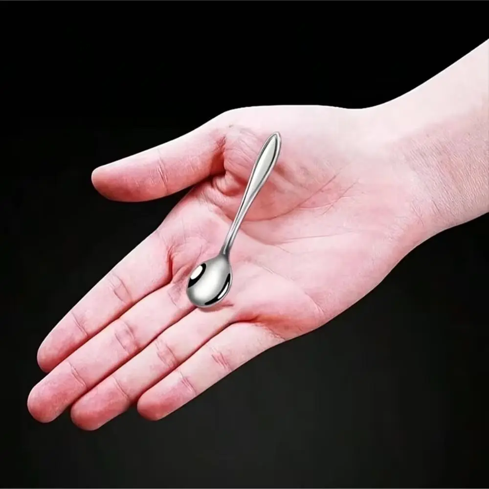 10pcs Set of Small Stainless Steel Spoons, Mini-sized Cute Condiment Spoons, Suitable for Spice Jars/home Chefs; Stainless Steel Coffee Spoons, Creative Small Round Seasoning Spoons, High Quality, Mini Special Edition, Suitable for Home Kitchen Use