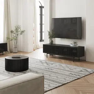 Mid-Century Modern Living Room Sets, 70.87" TV Stand with 31.5" Coffee Table, Media Console,Black