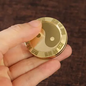 Brass click coin stress-relief gadget, push-click coin toy for venting, PPB finger stress-relief creative portable EDC