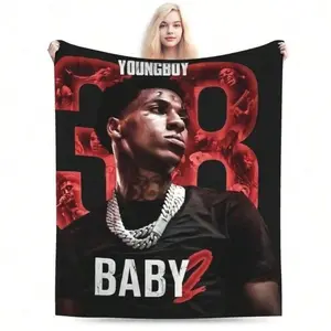 [Flannel Blanket]Youngboy Never Broke Again Music Singer Birthday Gift, Creative Design Super Soft Flannel Fleece,Christmas And Halloween Gifts  Lightweight Cozy Plush For Sofa Couch Bed Travel. Christmas Must-Have Decorations