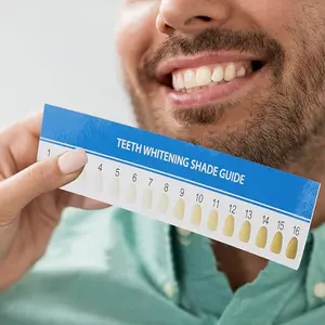 16-Color Teeth Whitening Shade Guide, Portable Lightweight Reusable Plastic, Home/clinic Use, Professional Dental Color Comparison Tool