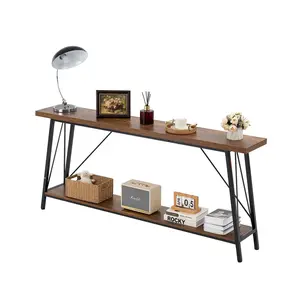 VEVOR Narrow Console Sofa Table, 70.9 inches Behind Couch Table, 2-Tier Long Entryway Table and Skinny Hallway Table, Narrow Sofa Table with Metal Frame, for Entryway, Hallway, Living Room Bedroom