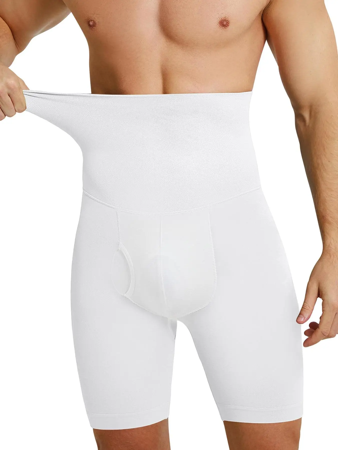 Men's Plain High Waist Shapewear Shorts, Seamless Tummy Control Shapewear Bottom, Summer Comfort Breathable Boxer Briefs