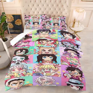Demon Slayer Pattern Soft Quilt Set, Includes 1 Blanket and 1 or 2 Pillowcases Without Pillows, Perfect Gift Idea, Soft Bedding Set