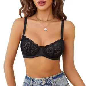 Avidlove Women's Lace Underwire Bra - Unlined Everyday Lingerie with Scalloped Edge Design - Comfortable & Breathable S-XXL