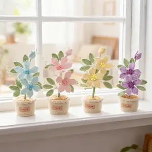 Handmade Crochet Potted Plant, 1 Count Artificial Flower Potted Plant, Decorative Flower for Home Office Desk, Home Decor Supplies, Fruit, Crochet Artificial Flowers