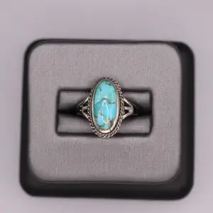 Sterling Silver Stone Ring - Oval Turquoise
