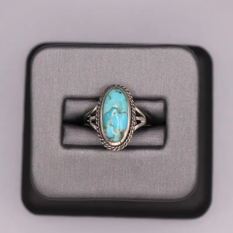 Sterling Silver Stone Ring - Oval Turquoise