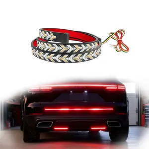 150cm Dual Color Warning Brake Running Sequential Turn Signal Tail Light, Self-adhesiveFishbone Shaped  Car Rear LED Tailgate Light Bar, Driving Light Strip Strobe Ambient Lighting Car Lights Embellishments Accessories for Truck Pickup SUV RV Men Gift