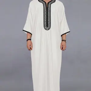 Thobes for Men - White, Short Sleeves, Black Detailing, Suitable for Men, Versatile Casual Wear - Briefs, Menswear
