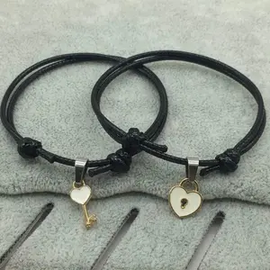 Heart Lock and Key Bracelet Pair