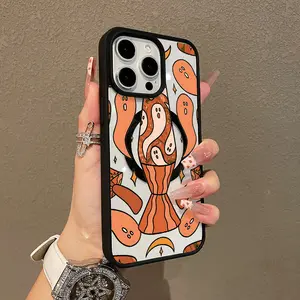 Adorable Magnetic Case for iPhone11/12/13/14/15/16/17/promax Ghost Lava Lamp MagSafe Compatible, Lightweight, Anti-Fall | Girly & Chic Style