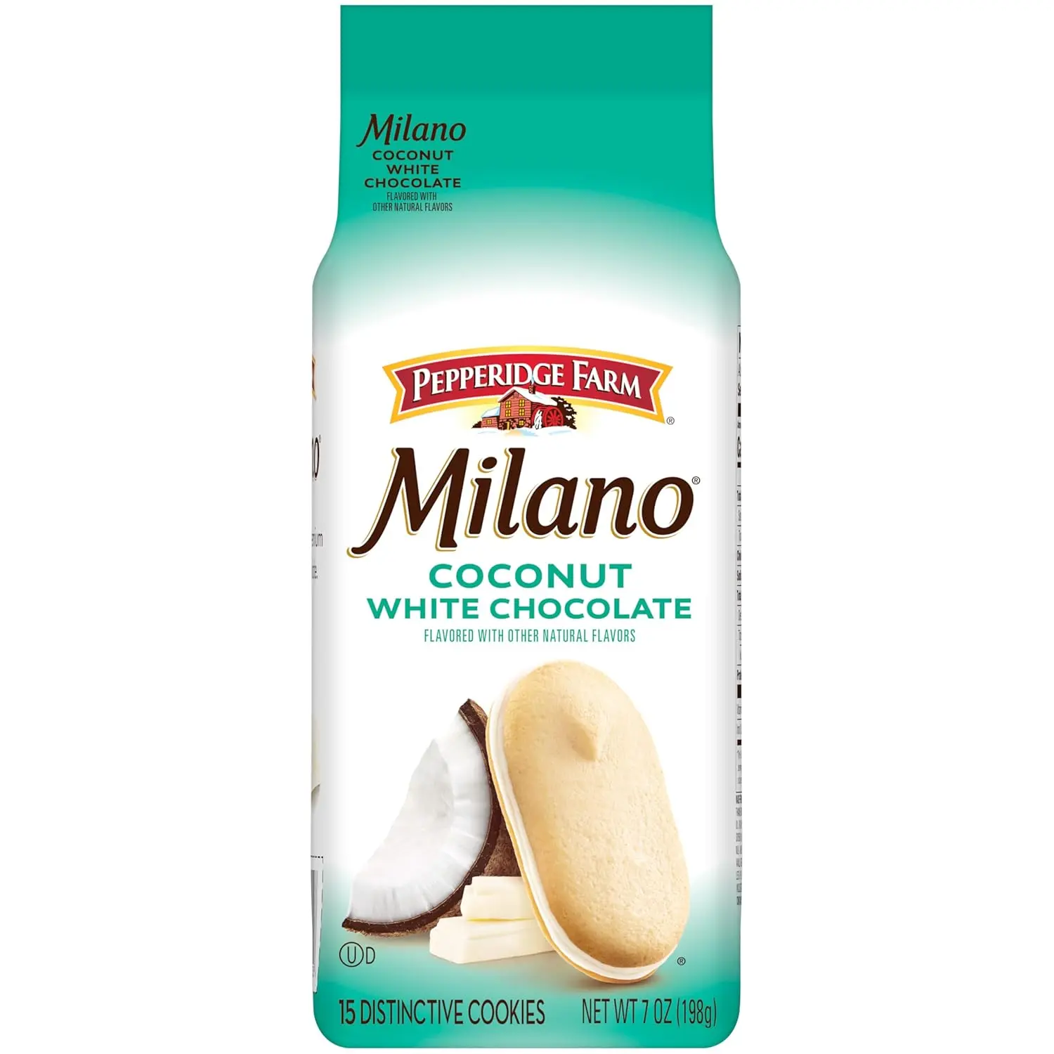 Pepperidge Farm Milano White Chocolate Coconut Flavored Cookies, 7 Oz Bag