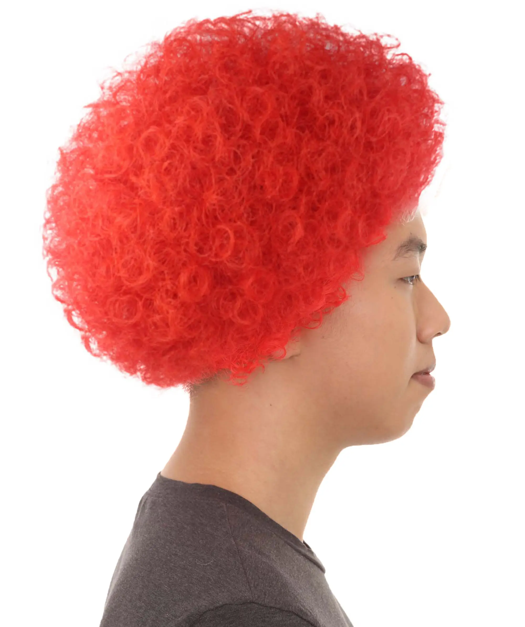 HPO  Adult Men Afro Canadian Flag Design White & Red Wig Flame-retardant Synthetic Fiber Wig