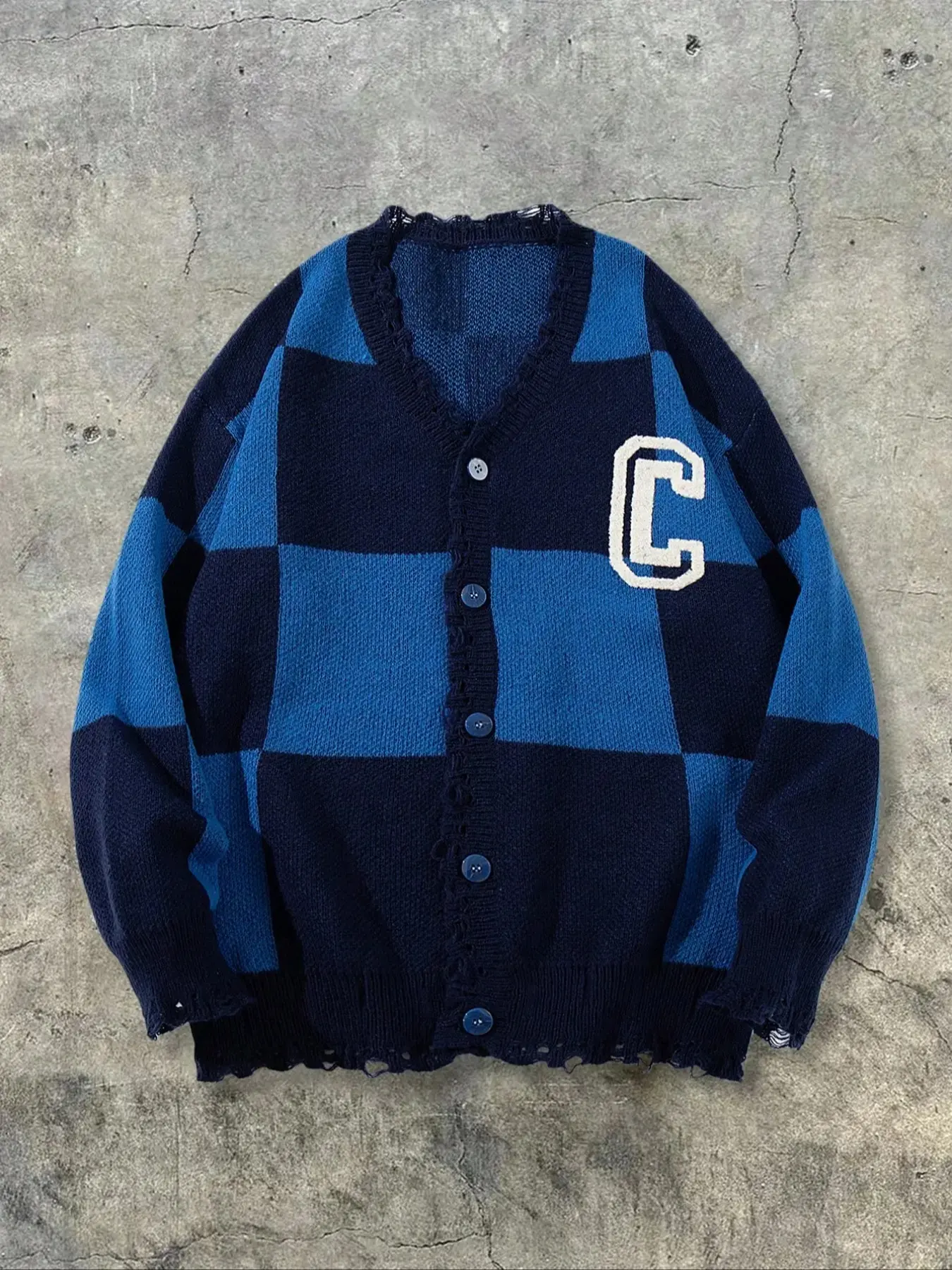 Men's Plaid Print V Neck Cardigan Long Sleeve Button Front Loose Casual Streetwear Spring Fall 2026