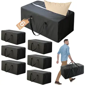 6 Pack Duty Moving Bags with Reinforced Zipper & Handles, Sturdy Clothes Bags Bins, Moving Boxes Alternative,College Dorm Room, Black