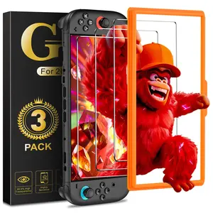 BEBONCOOL 3 Pack Game Accessories Screen Protector for 2025 Switch 2 Handheld Devices, Bubble-Free, Anti-Glare, Touch-Sensitive, Device Protection