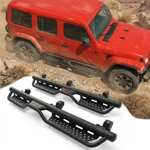 6 Inch Powder Coated Running Boards Side Steps For 2018-2026 Jeep Wrangler JL 4 Door Bolt-on Side Steps Steel Nerf Bar, Two Stairs Design Car Accessories Truck Parts