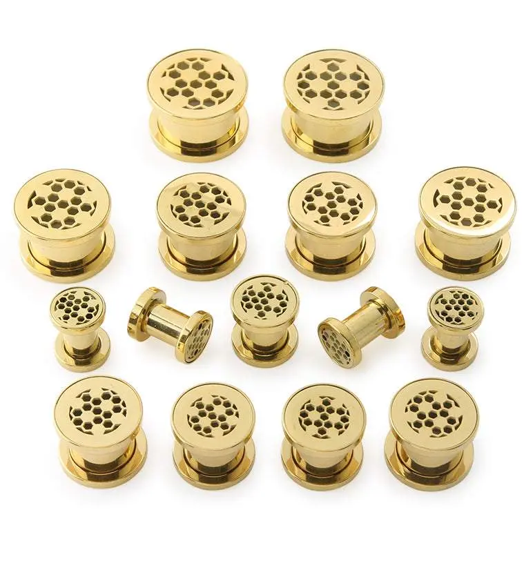 Golden Honeycomb Stainless Steel Tunnel Plugs