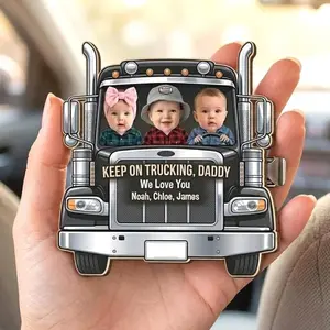 Personalized Photo Truck Car Visor Clip, Keep On Trucking DadVisor Car, Custom Photo Kids Face Car Visor, Father's Day Gift Idea, Dad Gift