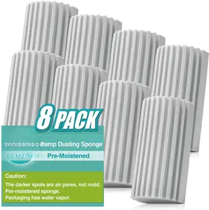 8 Pack Damp Dusting Sponge Duster, Grey Dust Cleaning Sponge,  Household Cleaning Sponge Tool for Blinds, floorboards, Fan , Vents, Glass, Railings, Mirrors