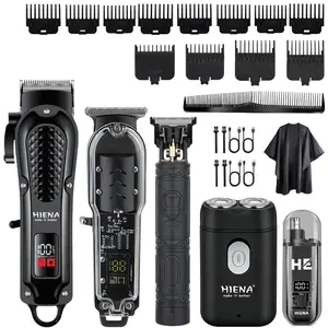 HIENA Professional Men's Cordless Hair Clipper Set - Digital Display, USB Charging, Cordless Barber Grade Hair Clipper, Lithium Battery, Adjustable Speed, Multiple Accessories, Hair Clippers, Trimming Shavers, Men's Shavers, Men's Beauty Gifts