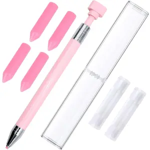 Diamond Painting Pen with Wax, Refillable Wax Pen, Rotating Glue Point Drill Pen for Nail Art Rhinestones, Diamond Art Accessories and Tools, Quickly Pick Up Beads Gems
